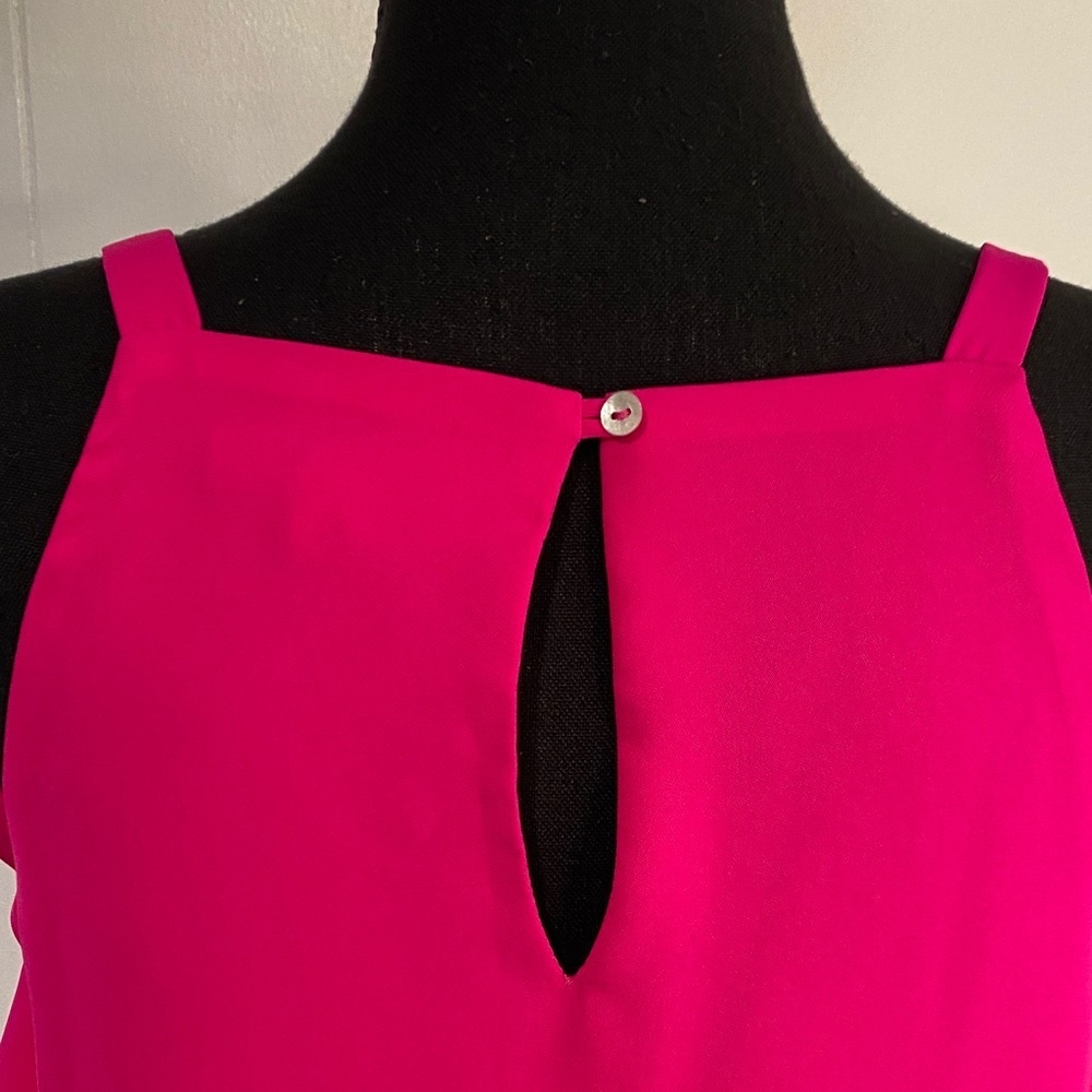 Slip Dress Fuchsia Hot Pink Ruffle Feminine Summer Cocktail Event Bridal Size XS - Picture 7 of 11